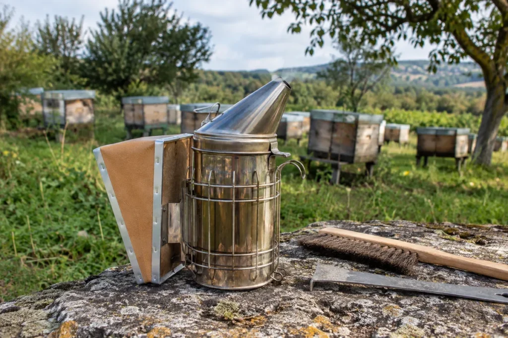 Enfumoir au bord du rucher