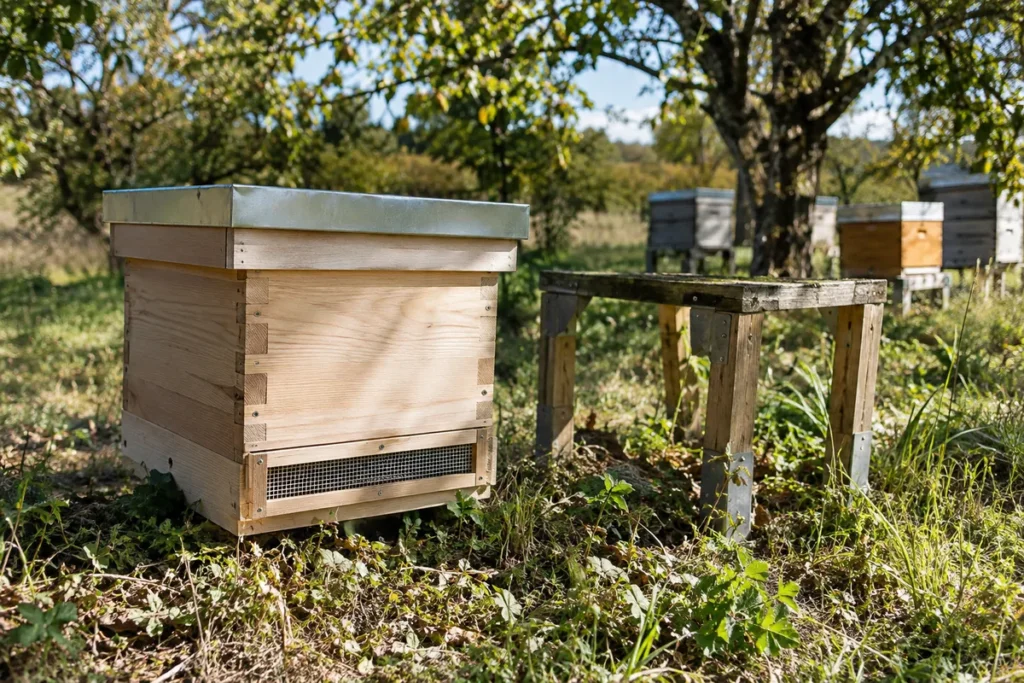 Ruchette en bois dans un verger